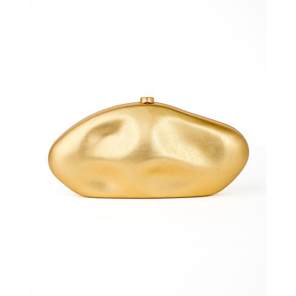 cult gaia Handbags - Cult Gaia Caldera Clutch Brass Metallic Leather Sculptural Minaudière Bag $598